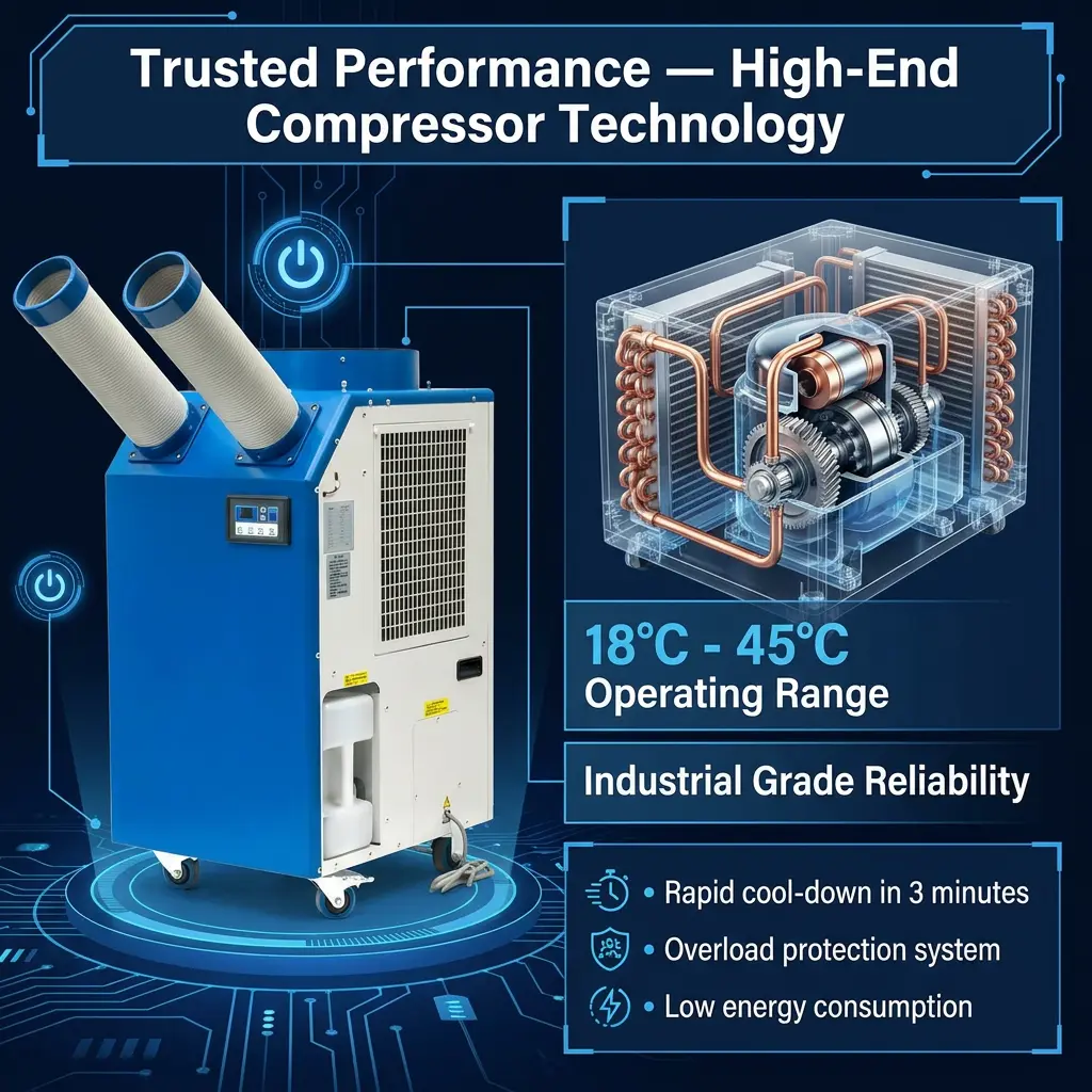 వర్క్షాప్ కోసం OEM 14L పెద్ద ట్యాంక్ 2700W పవర్ 9300BTU రోటరీ కంప్రెసర్ పోర్టబుల్ స్పాట్ కూలర్ ఇండస్ట్రియల్ ఎయిర్ కండీషనర్ వర్క్షాప్ కోసం OEM 14L పెద్ద ట్యాంక్ 2700W పవర్ 9300BTU రోటరీ కంప్రెసర్ పోర్టబుల్ స్పాట్ కూలర్ ఇండస్ట్రియల్ ఎయిర్ కండీషనర్