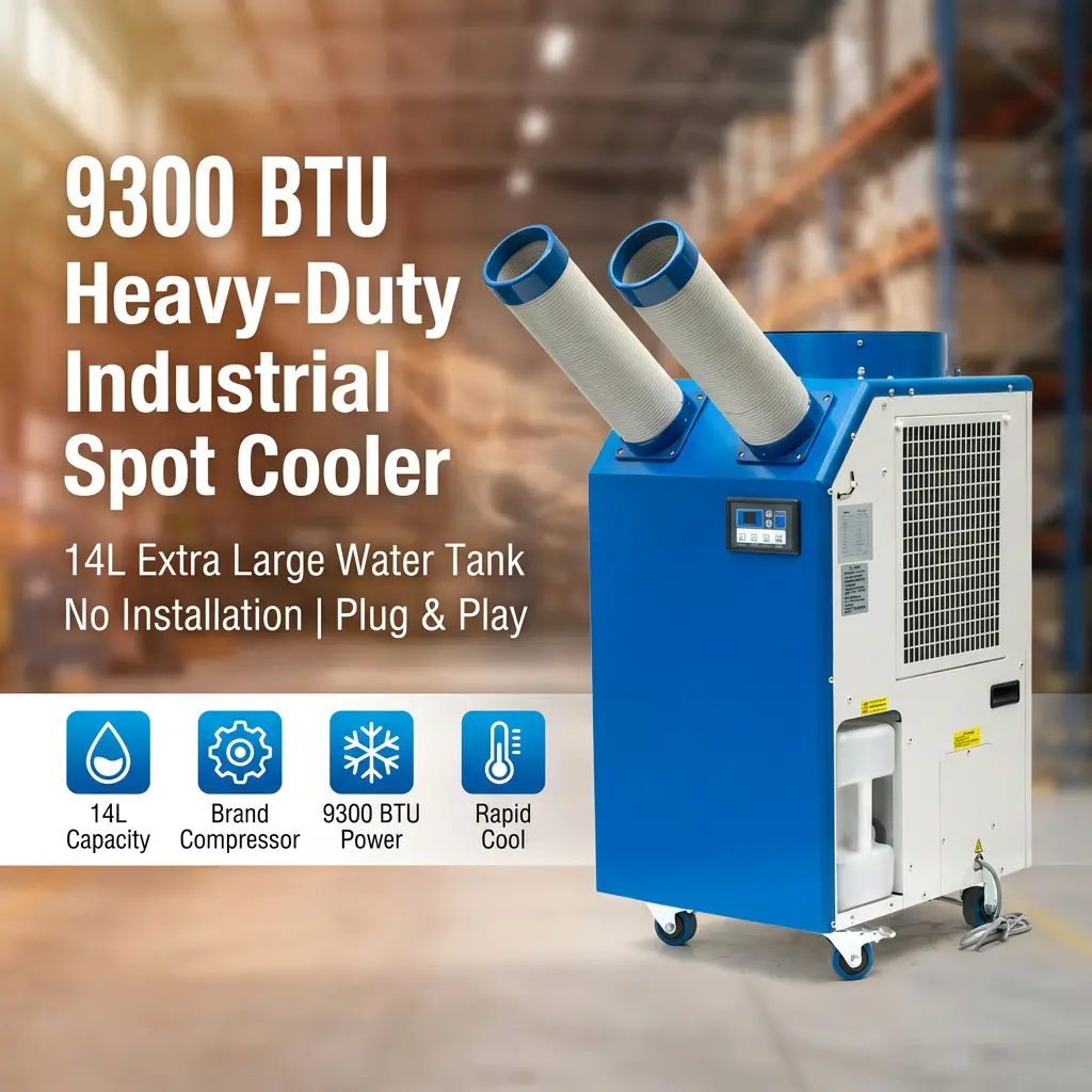 వర్క్షాప్ కోసం OEM 14L పెద్ద ట్యాంక్ 2700W పవర్ 9300BTU రోటరీ కంప్రెసర్ పోర్టబుల్ స్పాట్ కూలర్ ఇండస్ట్రియల్ ఎయిర్ కండీషనర్ వర్క్షాప్ కోసం OEM 14L పెద్ద ట్యాంక్ 2700W పవర్ 9300BTU రోటరీ కంప్రెసర్ పోర్టబుల్ స్పాట్ కూలర్ ఇండస్ట్రియల్ ఎయిర్ కండీషనర్